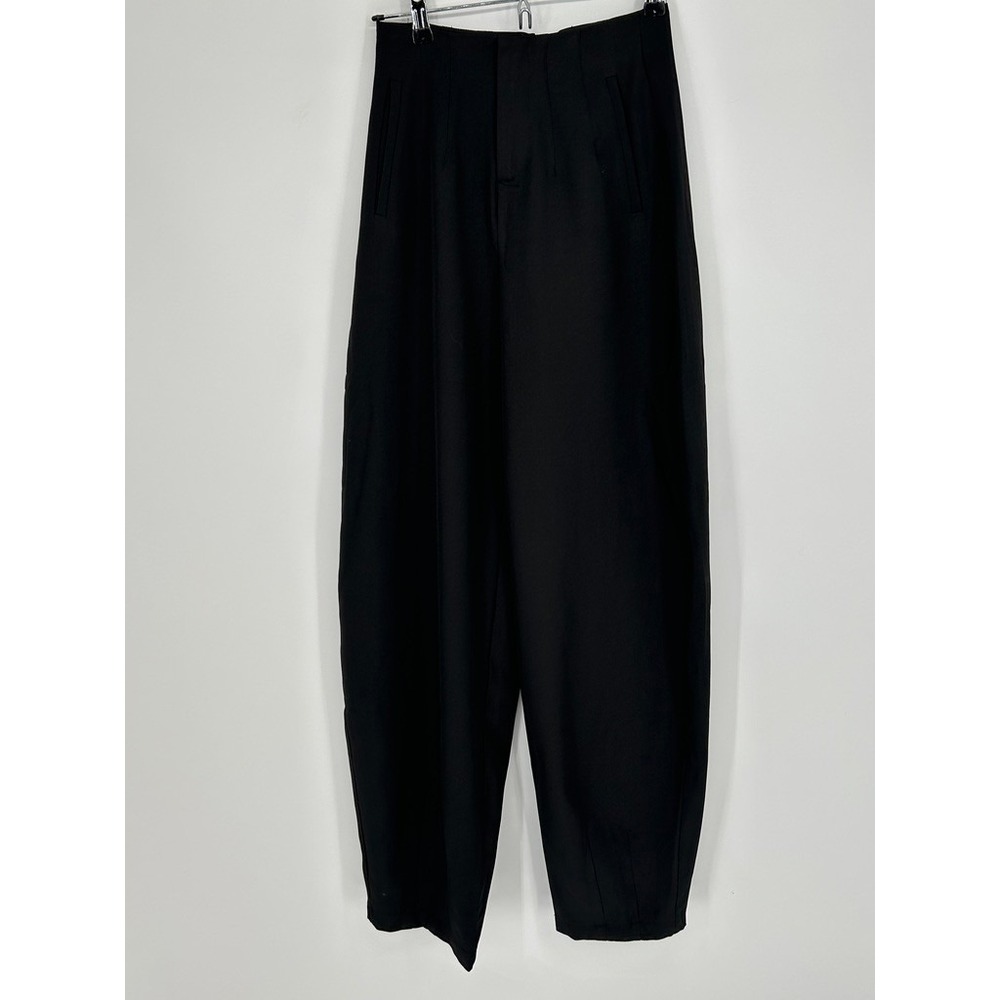Womens XS Black Tapered Barrel Leg Pant High Rise Stretch Elevated Basic Capsule